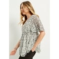 thumbnail image 3 of June + Vie Women's Plus Size Faux Wrap Fit-And-Flare Top - 30/32, Pink Floral Ikat, 3 of 4