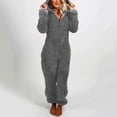 thumbnail image 1 of Pijama cálido de lana esponjosa para mujer, ropa de dormir, conjunto de capucha, talla grande, mono cálido para adultos, Invierno, 1 of 4