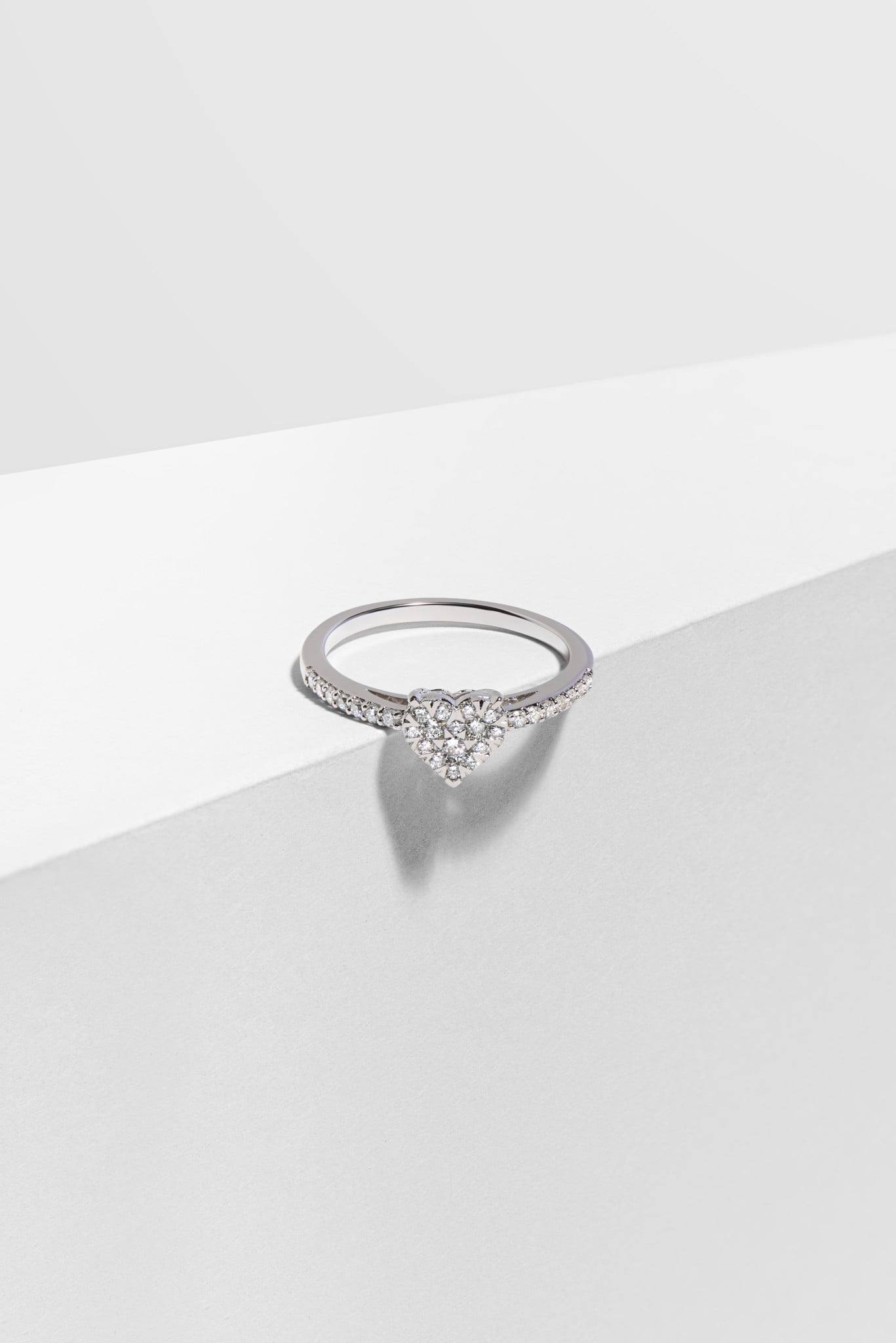 Forever Facets 1/3 CT TW Lab Grown Diamond Heart Ring in Platinum over Sterling Silver, Adult Female