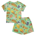 thumbnail image 2 of Pizza Fast Food Pattern Summer Pajama Set Soft Cotton Short Sleeve Sleepwear 2PCS Pajama Sets Breathable Lounge Set Size 8Y, 2 of 7