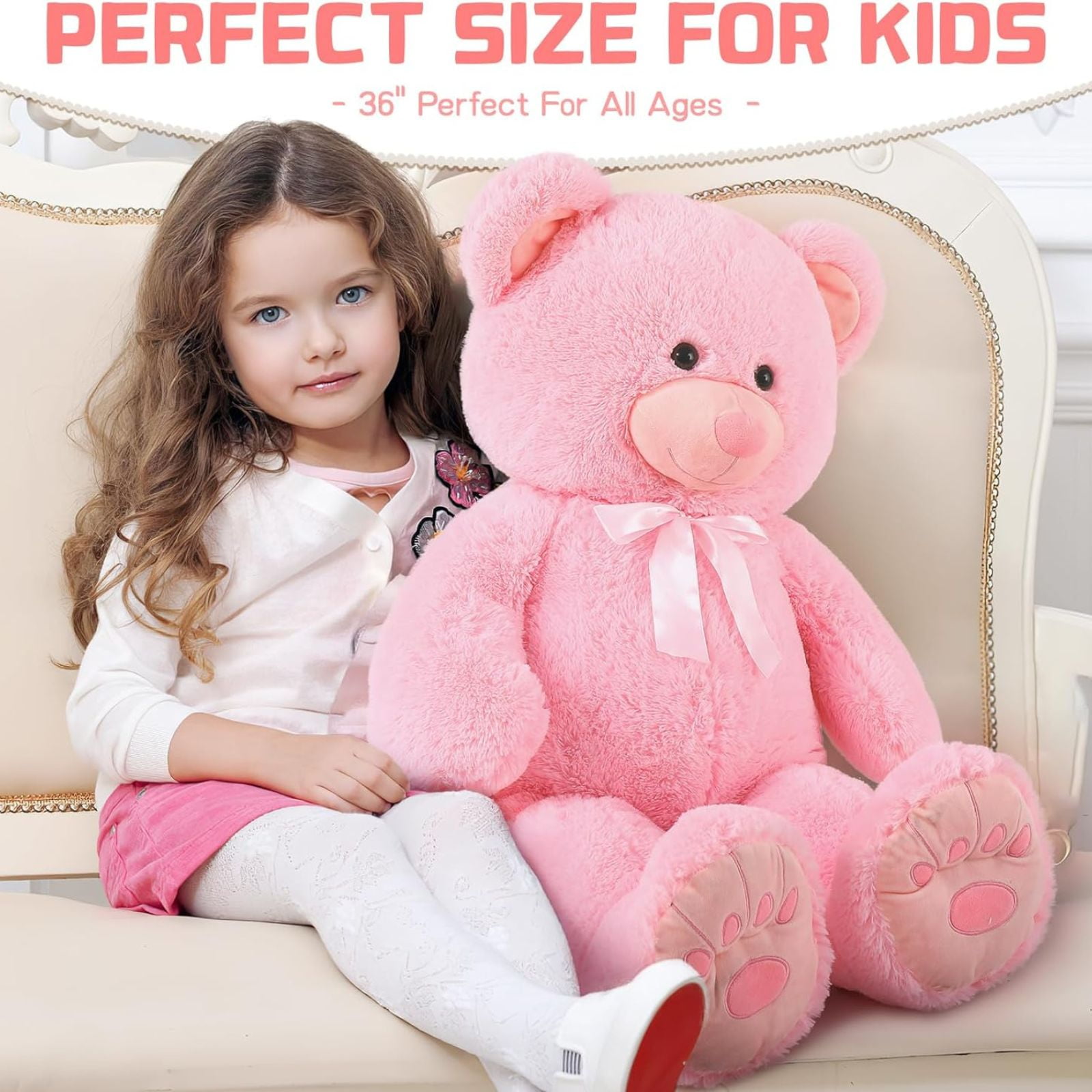 Giant Pink Teddy Bear 36 Inches Soft 3 Foot Teddybear Made in USA - Big  Plush Personalized Giant Teddy Bears Custom Stuffed Animals
