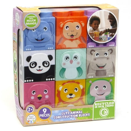 Roo Crew: Cute Animal Construction Blocks - 9 Pieces - Stack & Play Animal Blocks, Developmental & Educational Toy, Preschool, Toddlers, Kids Ages 2+