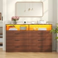 thumbnail image 2 of Winkalon 6 Drawers Dresser With Light ,Modern Storage Tower Dressers Chests With 2 Open Cubby,Large Organizer for Bedroom,Walnut, 2 of 8