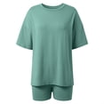 thumbnail image 7 of BOOMNY Womens 2 Peice Shorts Sets Solid Short Sleeve Tops Shorts Outfits for Women Summer Casual Matching Sets, 7 of 7