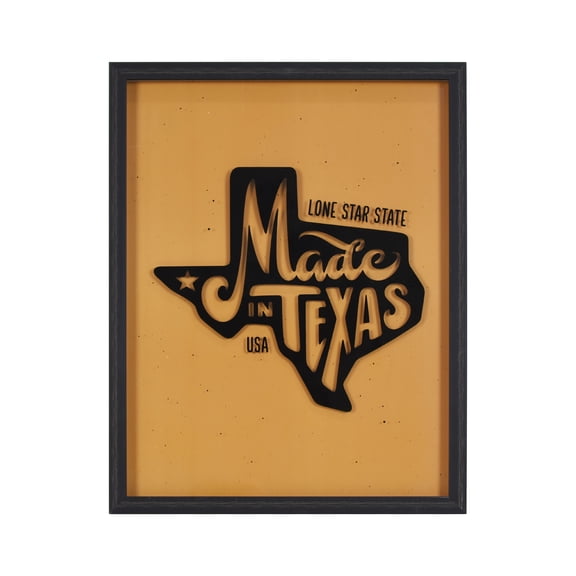 Crystal Art Gallery 15x19 Made in Texas USA Glass Wall Art Decor, Black Framed Shadow Box Americana Farmhouse Texas Home Wall Decor