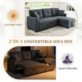 thumbnail image 6 of Timbernest 76.5" Pull Out Sofa Bed, Convertible L Shaped Sectional Sleeper Sofa with Chaise Storage, Dark Gray Linen Blend, 6 of 11