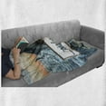 thumbnail image 6 of Shark Soft Flannel Fleece Throw Blanket, Dangerous Big Fish Holding Risks Ahead Lettering Plaque with Sharp Teeth in Ocean, Cozy Plush for Indoor and Outdoor Use, 50" x 60", Multicolor, by Ambesonne, 6 of 6