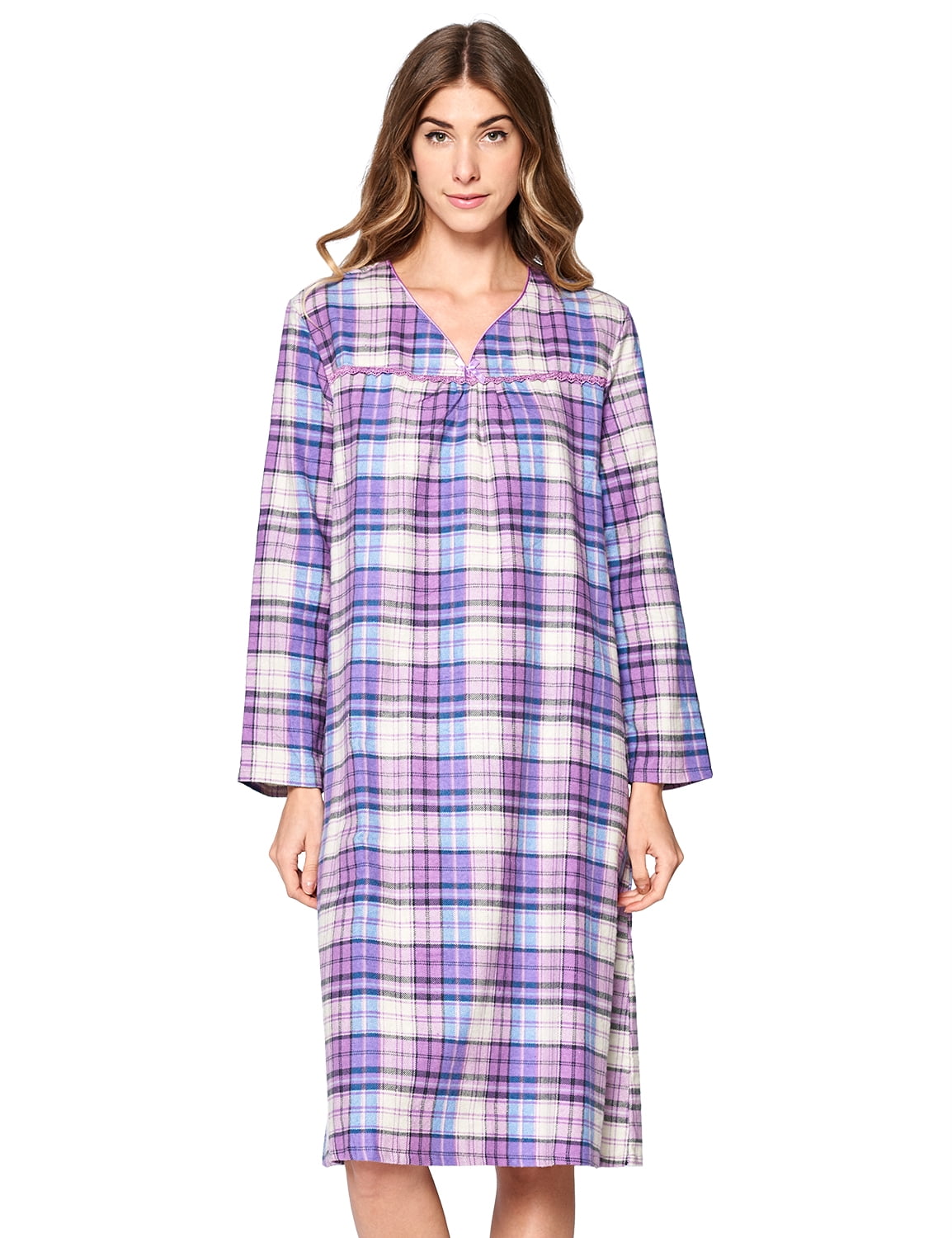 Casual Nights Womens Flannel Floral Long Sleeve Nightgown