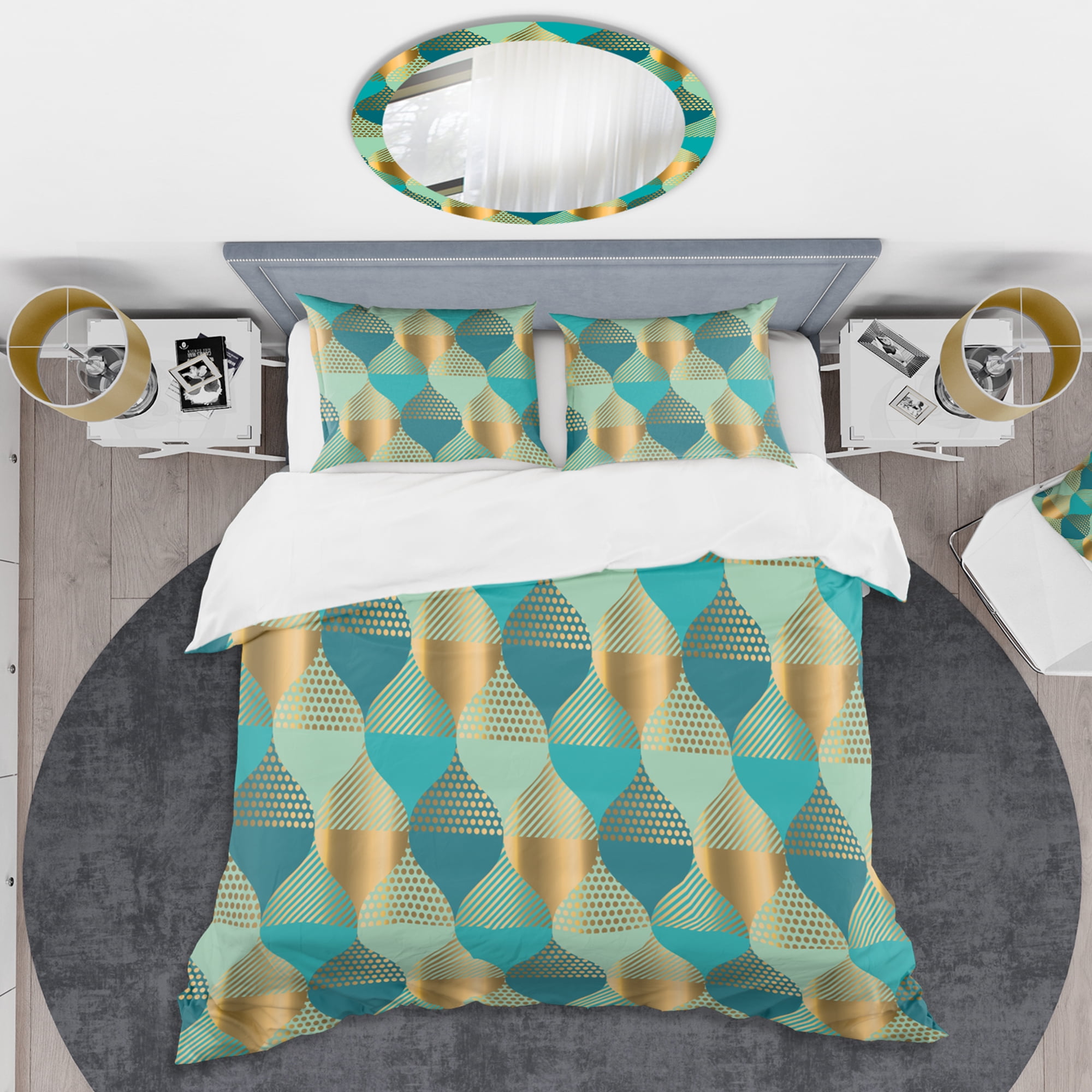Designart 'Luxury Retro Drops II' Mid-Century Modern Duvet Cover Set
