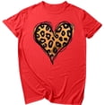 thumbnail image 2 of Ichuanyi New Fashion Women's Top Short Sleeve Casual Love Leopard Printed Loose T-shirt, 2 of 4