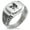 Silver, variant on Stainless Steel Hades Greek God of Underworld CZ Ribbed Needle Stripe Pattern Biker Style Polished Ring