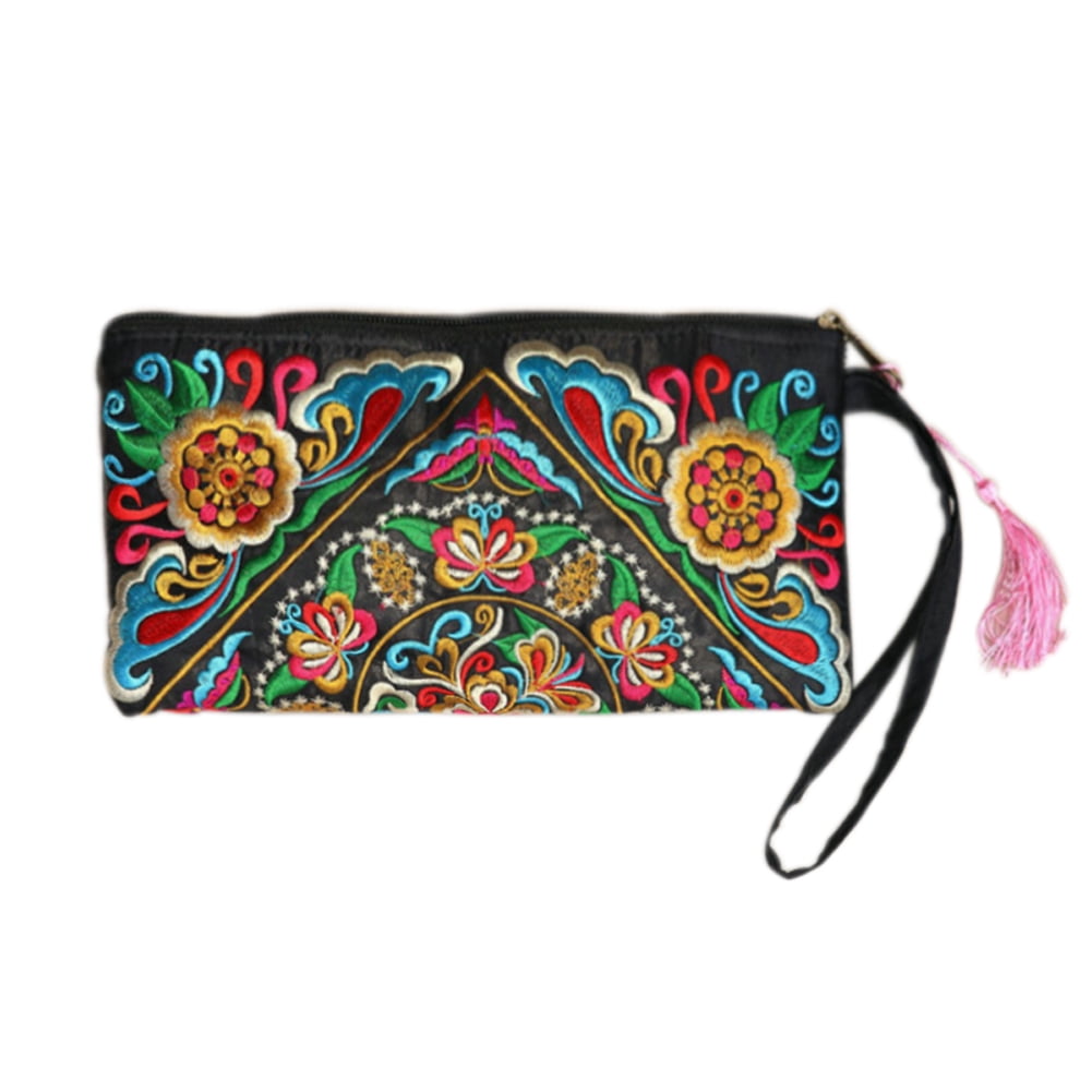 embroidered clutch bag