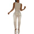 thumbnail image 1 of Combinaison Femme Couleur Unie Col Rond Sans Manches Combinaison Body pour Femmes (Blanc/noir/gris, S/M/L/TG), 1 of 5