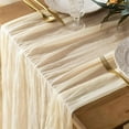 thumbnail image 3 of Fangsheng 13 Ft Tan Beige Cheesecloth Table Runner Gauze Long Table Runners Sheer Cheese Cloth Bulk for Wedding Party Table Decor ( 35 x 160 Inch ), 3 of 6