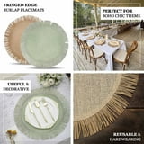 "Efavormart 4 Pack | 16"" Sage Green Jute Boho Chic Fringe Edge Table ...