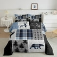 thumbnail image 2 of Rustic Adventure Kids Comforter Set Twin Size,Deer Bear Pine Trees Xmas Bedding Set for Boys Girls Adults Room Decor,Plaids Arrows Wooden Patchwork Down Comforter,Blue Duvet Insert, 2 of 7