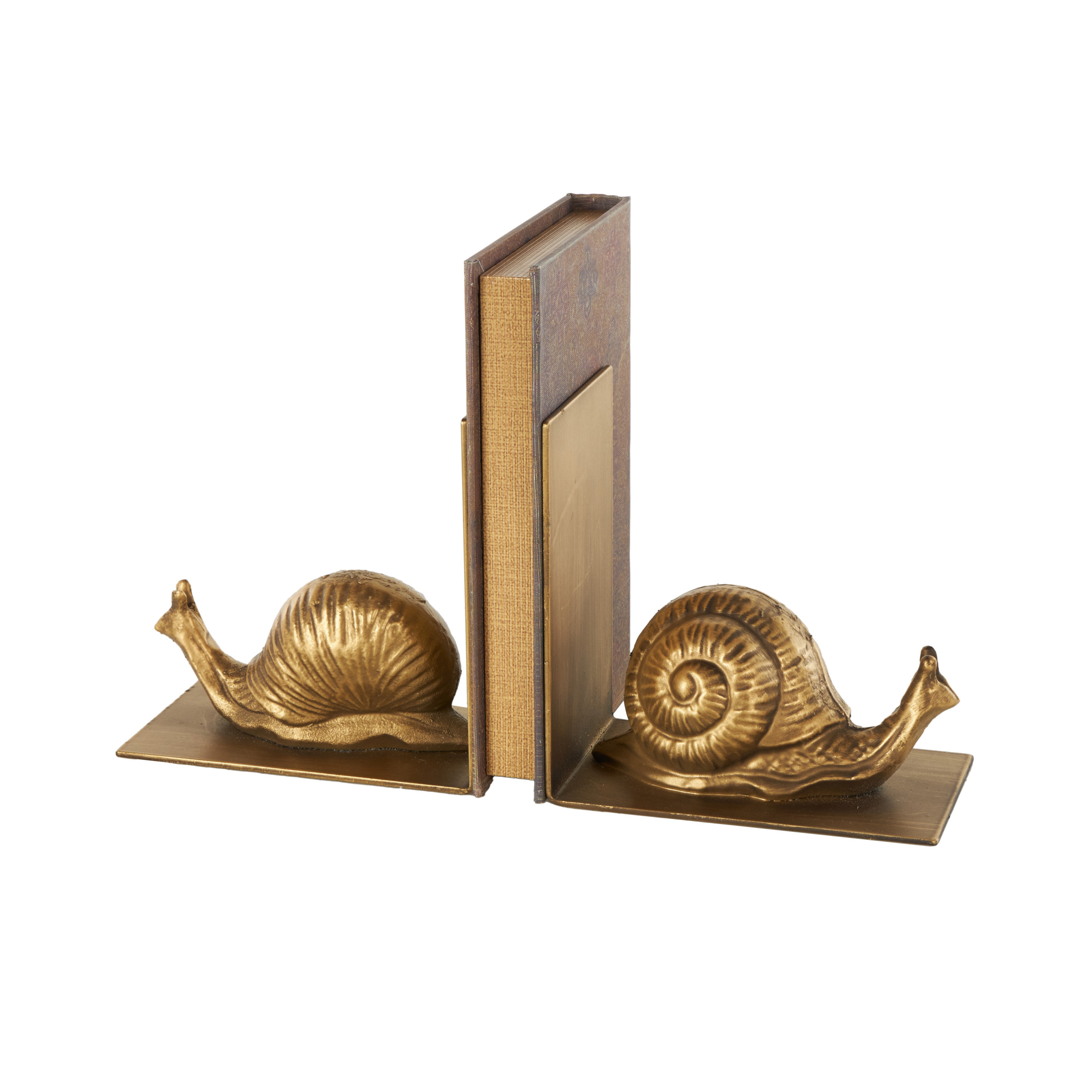 DecMode 6" Crawling Snail Metal Bookends (Set of 2)