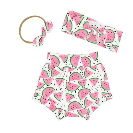 

Toddler Baby Girls Leopard Watermelon Printed Floral Shorts Headband Set Gymnastics Shorts for Girls