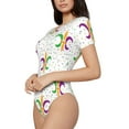 thumbnail image 2 of Easygdp Mardi Gras Carnival1 Women's One-Piece Swimsuit Slim Fit Crew Neck Bodysuit Athletic Swimwear with Concealed Buckle - Medium, 2 of 9