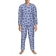 thumbnail image 3 of Balery Blue And White Flowers Pijama para Hombre de Dos Piezas con Manga Larga, Conjunto de Dormir y Descanso Suave con Bolsillos-Large, 3 of 7