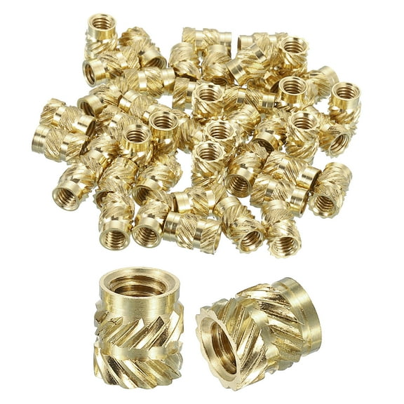 Knurled Insert Nuts, 50 Pack M4x6.5mm Lx6mm OD Brass Heat Set Insert