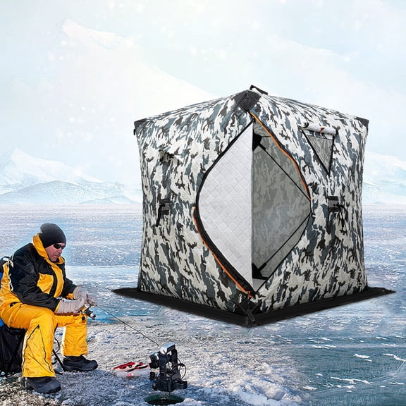 ChicHomey Ice Fishing  Insulated Tent - 1-2 Person,3-Layer Cotton Insulation, Foldable & Windproof, for outdoor adventure, family parties, and field trips,Camouflage