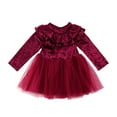 thumbnail image 1 of ITFABS Robe en Velours à Volants pour Bébés Filles Col Rond Manches Longues, 1 of 6