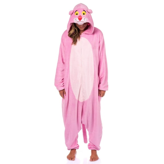 The Pink Panther Adult Kigurumi Hooded Costume Pajama Fleece One-Piece Union Suit Sleepwear Loungewear For Men Women