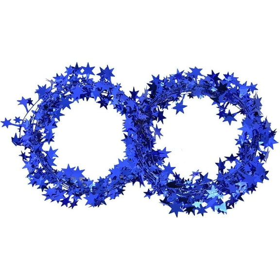 Triani 2Rolls 50Ft Small Star Garland with Wire for Christmas Tree Wedding Party Decoration Star Wire Garland Festive Ornament Accessories(Blue)