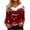 Red, variant on Patlollav Christmas Tops for Ladies,Womens Plush Tops Long Sleeve Slim Fitting Bottom T-Shirt Gift