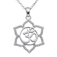 thumbnail image 1 of Collar con flor de loto sagrada Om de acero inoxidable en tono plateado CONTROSE CN188, 1 of 1