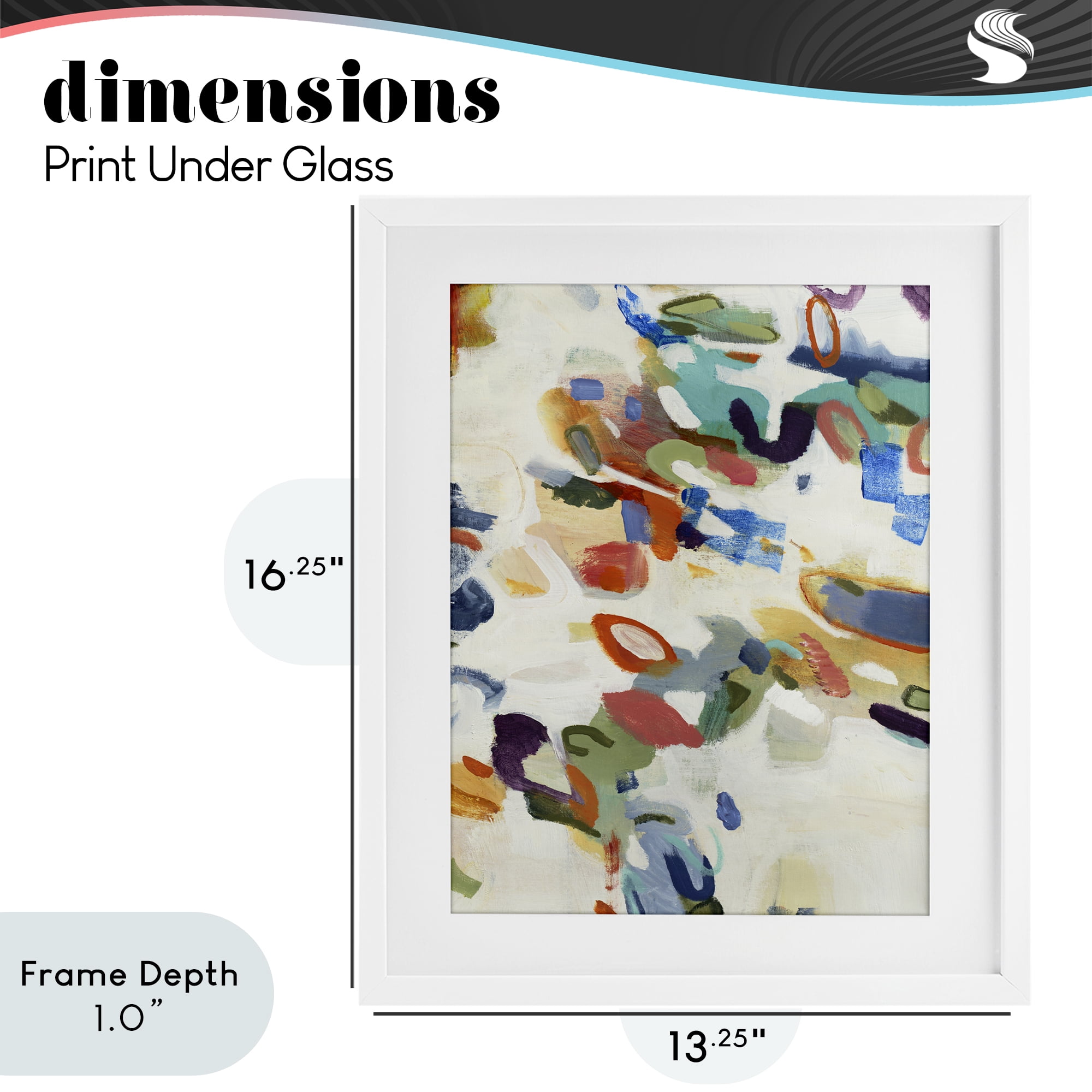 Stupell Industries Multihued Expressive Abstract White Framed Print Under Glass, design by Lisa Ridgers