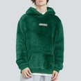 thumbnail image 2 of Momasggi Men's Sherpa Fuzzy Hoodies Fall Winter Warm Fleece Pullover Tops Cozy Long Sleeve Hooded Sweatshirt Solid Color Baggy Hoodie with Pockets Green L, 2 of 7