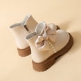 thumbnail image 4 of BRGZLK Kids Girls Princess Dress Boots 2026 Fashion Cute Pearl Bowknot Non-Slip Booties Casual Comfortable Outdoor Ankle Boots with Zipper, Birthday Wedding Shoes Beige 10-10.5 Years, 4 of 9