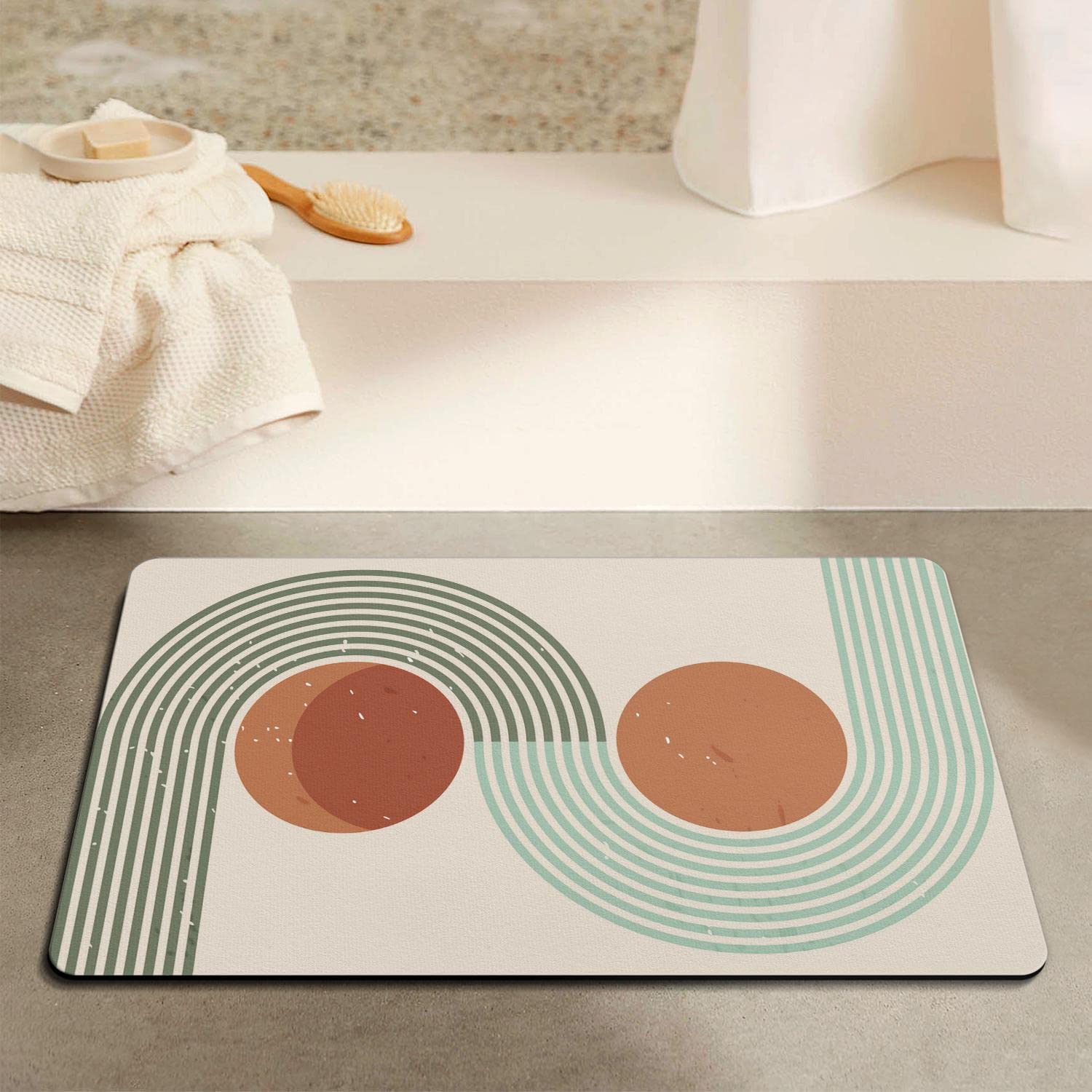 Nutksea Boho Bathroom Rugs Cute Bath Mat Non-Slip Modern Abstract Minimalism Boho Bathroom Mat Soft Machine Washable Boho Floor Mats,17''''x27''''