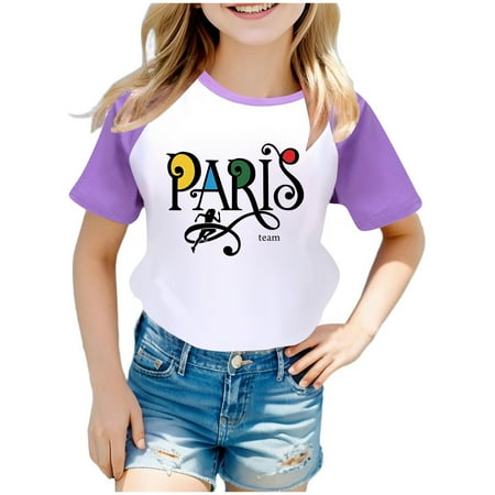 

TAIAOJING Girls Summer Tops Kids Casual Boys And 2024 Games Printed Raglan Short Sleeved Shirt 3482 9-10 Years