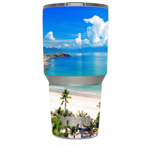 Skin Decal For Yeti 30 Oz Rambler Tumbler / Tropical Paradise Palm