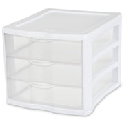Sterilite ClearView Stacking 3 Drawer Storage Organizer System, (8 Pack)