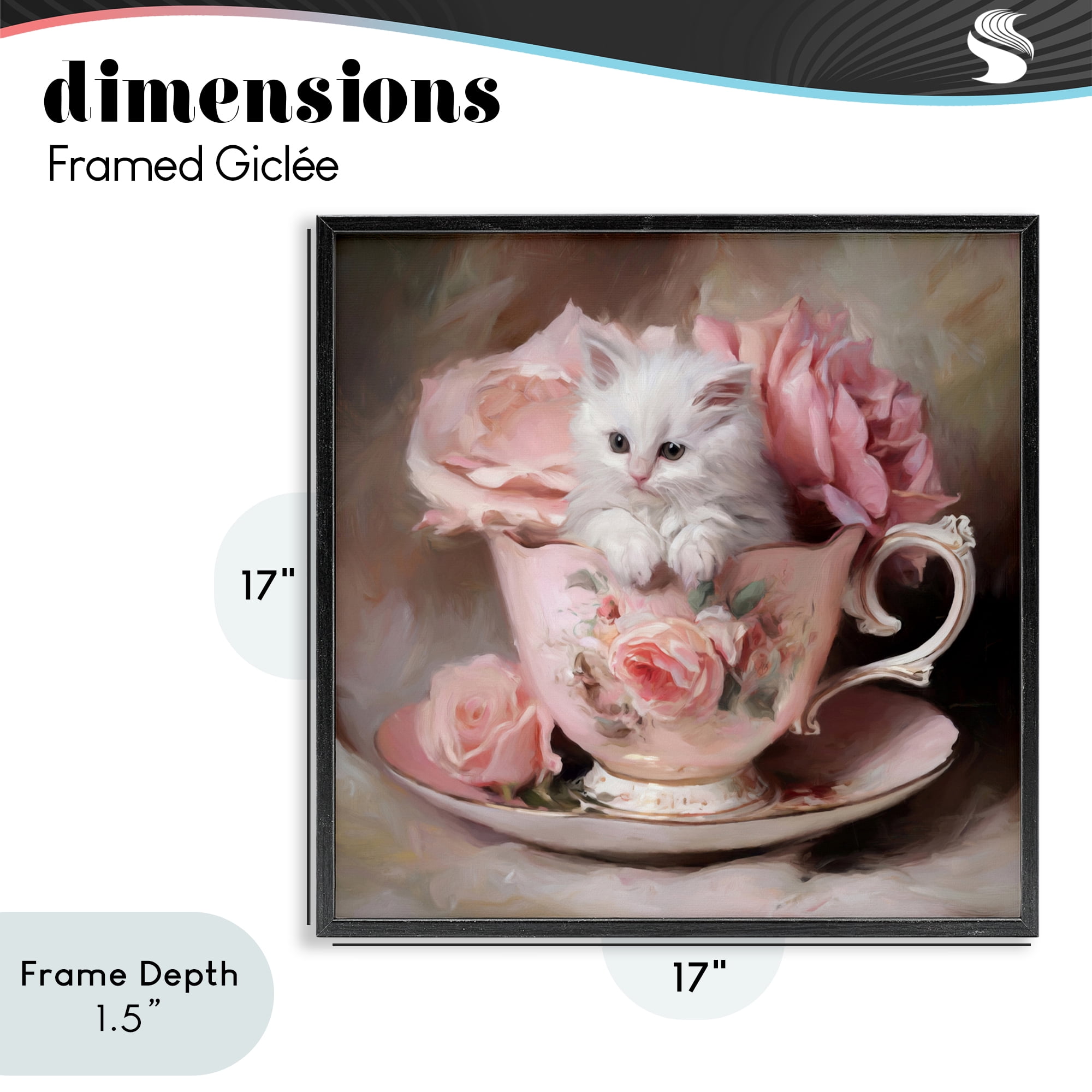 Stupell Industries Little Teacup Kitten Black Framed Giclee Art, design by Tina LeCour