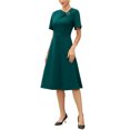 thumbnail image 4 of INSPIRE CHIC Work Dress for Women A-Line Short Sleeve Business Elegant Midi Dresses S Dark Green, 4 of 6