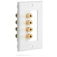thumbnail image 5 of Fosmon (Quad Speaker) Home Theater Wall Plate, Gold Plated Copper Banana Binding Post Coupler Type Audio Wall Plate for 4 Speakers - White, 5 of 7