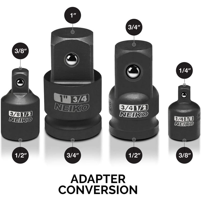 NEIKO 8 PC Impact Socket Adapter Set, Cr-V Steel, Wrench Adapters