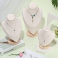 thumbnail image 3 of Bust Necklace Display Stand Velvet Jewelry Bust Display with Pine Wood Base for Selling Home Trade Show, 3 of 7
