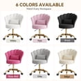 thumbnail image 6 of Hawsaiy Shell Back Home Office Chair with Lumbar Pillow, Modern Upholstered Desk Chair with Gold Metal Base, Swivel Adjustable Computer Chair for Home Office, Pink, 6 of 11