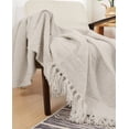 thumbnail image 3 of Brooklyn Loom Chunky Boucle 100% Microfiber Polyester  50x70 Throw Blanket in Greige, All Season, Adult Size, OEKO-TEX Certified, 3 of 10