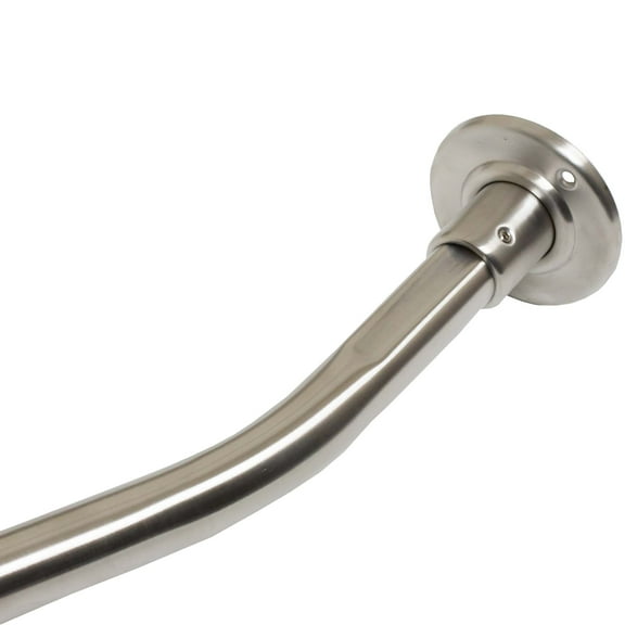 Basic Curved Shower Rod, 5 Feet, 3" Diameter Rose, Exposed Screws, Satin Stainless Steel by Stone Harbor Hardware