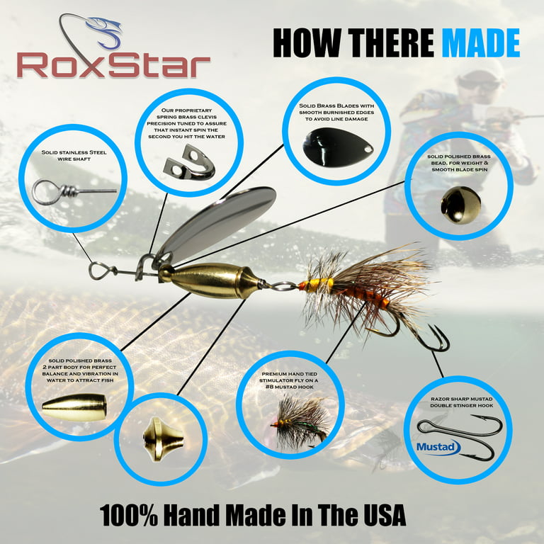 RoxStar Fishing Fly Strikers, 100% USA Handmade, Premium Trout Spinners, Guaranteed to Catch More Fish!