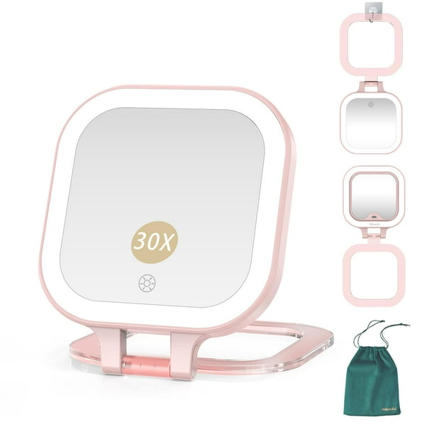 Espejo de maquillaje Mocado Compact Travel con aumento de 1X/30X con luz