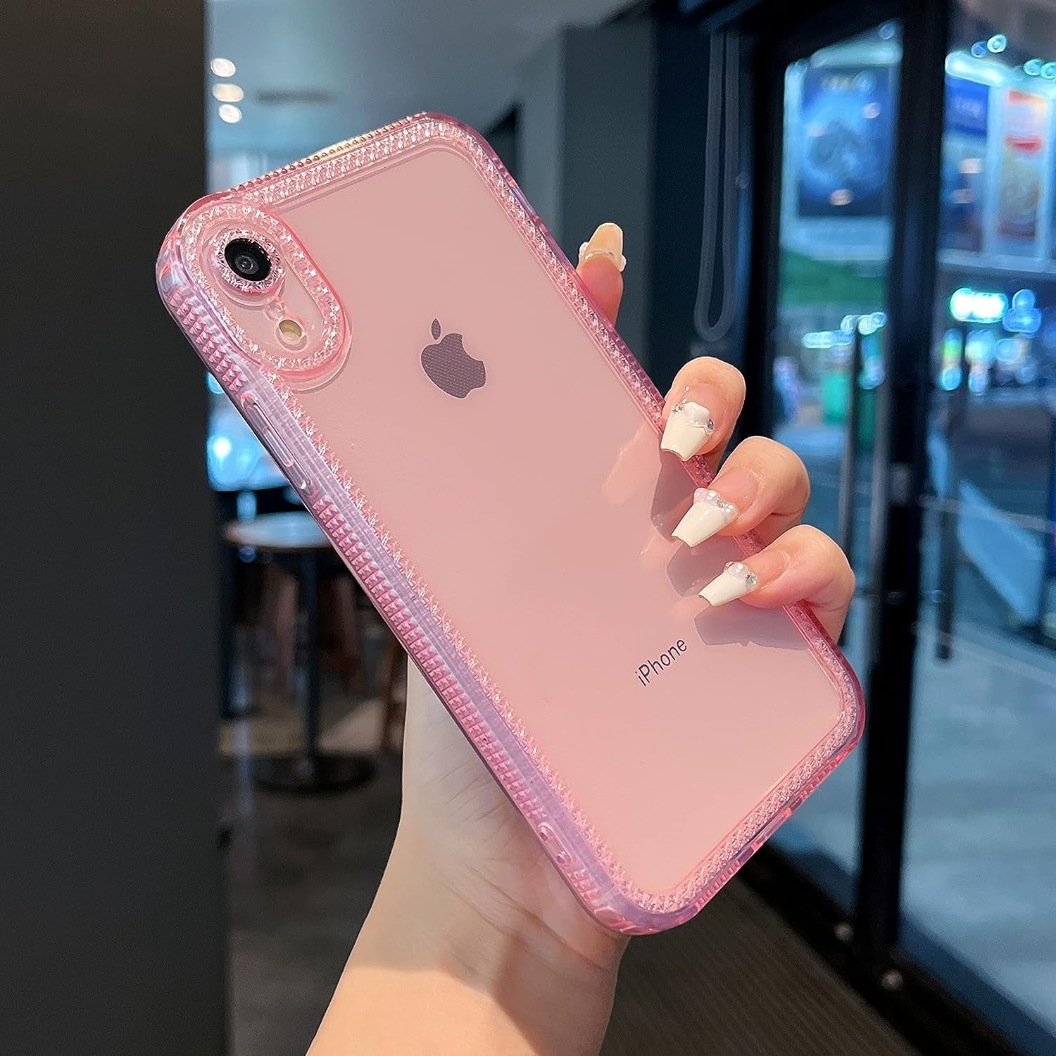 Designed for iPhone XR 6.1 inch Sparkly Cute Clear Case for Women Girls Glitter Bling Flexible Soft TPU Silicone Bumper Protective Cover for iPhone