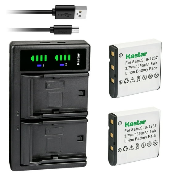 Kastar 2-Pack Battery and LTD2 USB Charger Replacement for Samsung SLB-1237 Battery, Samsung Digimax L55, Digimax L55W, Digimax L85 Digital Cameras